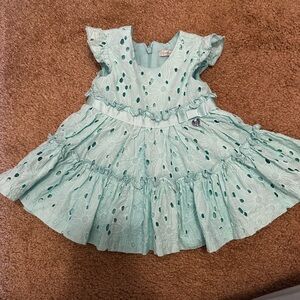 Baby Girls Light Aqua Eyelet Ruffle Dress